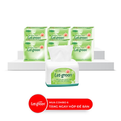 Combo 6 Bao Giấy Đa Năng Vệ Sinh LET-GREEN 10*21cm Tặng Hộp Nhựa Để Bàn