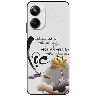 Ốp lưng cho Realme 9i - Realme 10 - C11 2021 - C65 4G - C67 - C20 - Poco X6 5G - Thư Pháp Lộc Sen Vàng - Hàng Chính Hãng