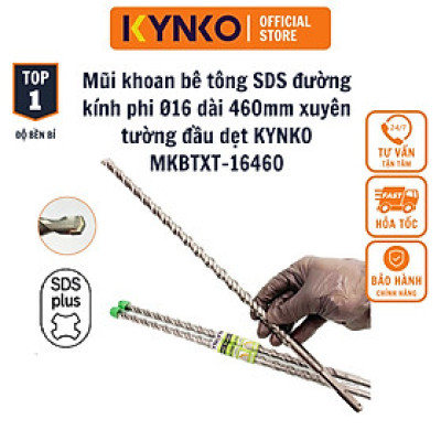 Phi Ø 16 dài 460MM mũi khoan bê tông SDS xuyên tường đầu dẹt KYNKO MKBTXT- 16460