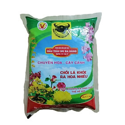 02 gói Phân đầu trâu đa năng NPK 17-12-7 cao cấp chuyên hoa - cây cảnh giúp chồi khỏe - hoa nhiều gói 1Kg
