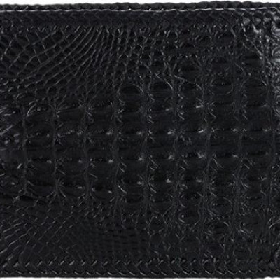 Bóp nam Huy Hoàng da cá sấu nguyên con đan viền màu đen HT2762