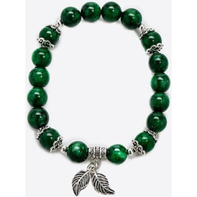 Vòng tay đá thiên nhiên kết charm lá size hạt 8mm - Ngọc Quý Gemstones