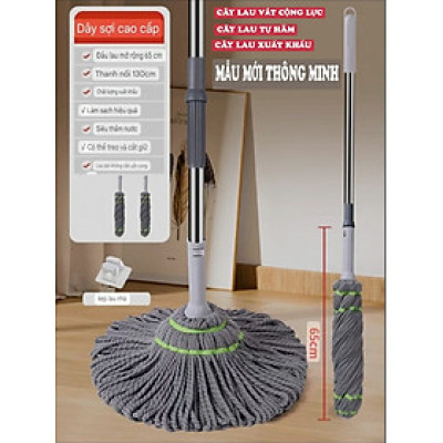 CÂY LAU SỢI VẮT TRỢ LỰC TỰ HÃM THÔNG MINH CÂY LAU MOP SỢI LAU SIÊU THẤM MỀN MẠI VÀ BỀN KHÁNG KHUẨN HÀNG XUẤT KHẨU CAO CẤP - MHW007K65QN