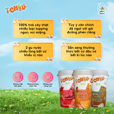 iChill Dâu Tây Atiso Đỏ Nước Thanh Nhiệt Sấy Thăng Hoa Từ Trái Cây Tự Nhiên