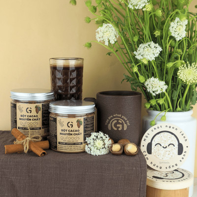 Bột cacao nguyên chất GUfoods - Thành phần tự nhiên, Không pha trộn, Eat clean, Pha chế healthy, Làm đẹp (hũ 150g)