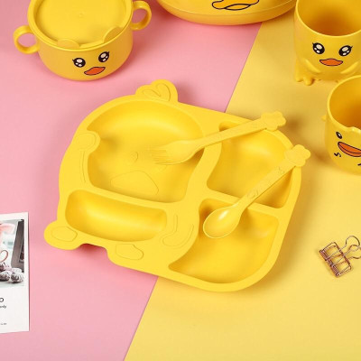 Full bộ 5 món khay ăn dặm hình con vịt vàng siêu đáng yêu - Bộ bát ăn dặm cho bé 5 chi tiết hình con vịt.