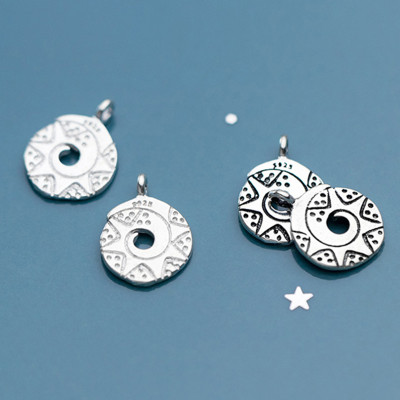 Combo 3 cái charm bạc hình xoắn ốc hoa văn treo - Ngọc Quý Gemstones