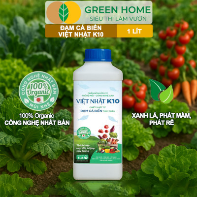 Phân Đạm Cá Hữu Cơ Sinh Học GreenHome, Dịch Cá Biển Thủy Phân K10, Chai 1Lít, Hàm Lượng Dinh Dưỡng Cao, Thế Hệ Mới, Công Nghệ Nhật Bản