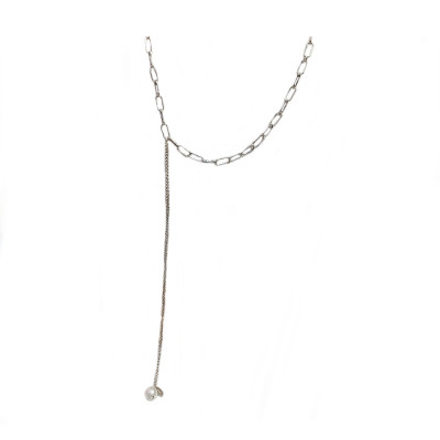 Dây chuyền titan thả tua rua ngọc trai độc đáo