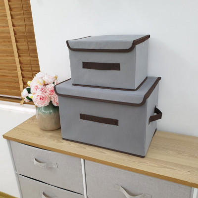 Bộ 2 Hộp Vải Đựng Đồ Đa Năng HQ3 Có Nắp Đậy, Set 2 Tủ Vải Đựng Đồ Có Quai Xách, Chính hãng
