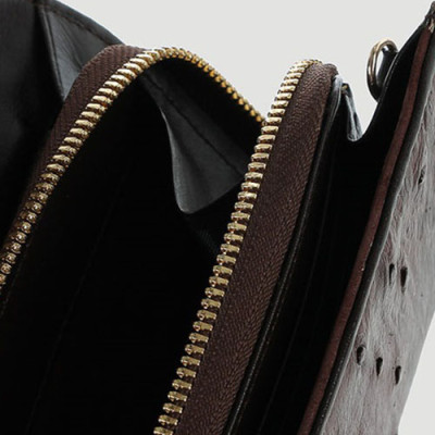 Túi đeo da đà điểu Huy Hoàng da bụng màu nâu đất HT6424