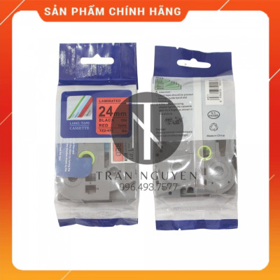 Nhãn In đa lớp Tz2-451 - Đen nền đỏ 24mm x 8m - Hàng nhập khẩu
