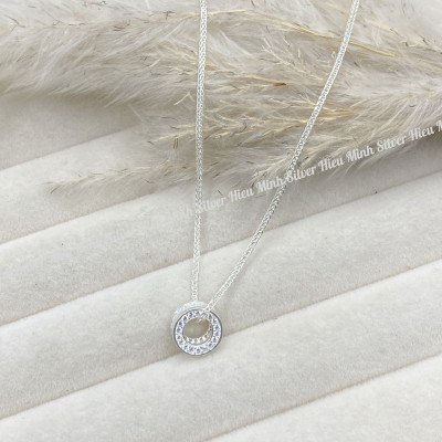  Dây Chuyền Bạc Nữ Hình Tròn Full Đá Bạc Hiểu Minh DMD544