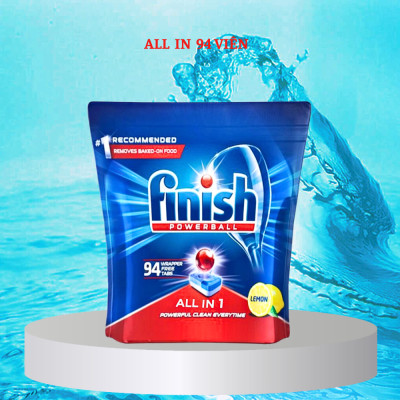 94 Viên rửa chén bát finish All in one + 800 ml Nước làm bóng chén finish