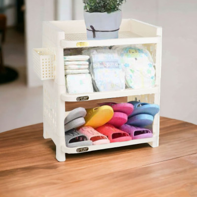 KỆ ĐA NĂNG 3 TẦNG KỆ ĐỰNG CHÉN BÁT CÓ GIỎ ĐỂ ĐŨA THÌA - KỆ NHÀ BẾP M5528