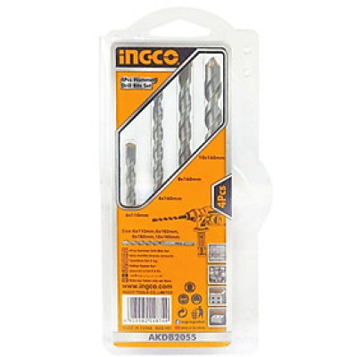 BỘ 4 MŨI KHOAN BÊ TÔNG ĐUÔI GÀI INGCO AKDB2055 - HÀNG CHÍNH HÃNG