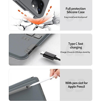 Bao da bàn phím WIWU Combo Touch Keyboard cho iPad A16 Gen 11 2025 , Gen 7/8/9 10.2inch , Gen 10 - Hàng chính hãng