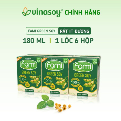 Thùng sữa đậu nành Vinasoy Fami Green soy rất ít đường (**) (36 hộp x 180ml)