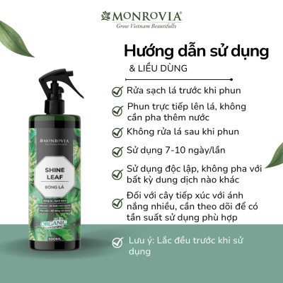Phân bón hữu cơ BÓNG LÁ MONROVIA pha sẵn giúp lá cây khỏe mạnh, xanh bóng, dành cho cây trồng dung tích 500ml