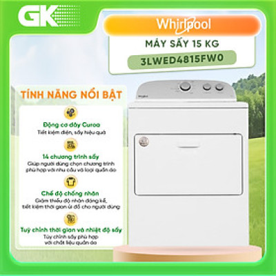 Máy sấy Whirlpool 3LWED4815FW0 15 kg - Hàng chính hãng (chỉ giao HCM)
