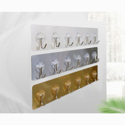 Móc dán KG025 dán dính tường, gạch ốp, dính gỗ cao cấp siêu dính 6 móc thanh kim loại - Hàng chính hãng