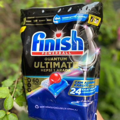 Viên Rửa Chén Bát Finish Quantum Ultimate Túi 60 Viên - Nhập khẩu từ Đức