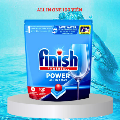 Viên rửa bát Finish All in 1 Max 100 viên nhập khẩu chính hãng, dùng cho máy rửa bát
