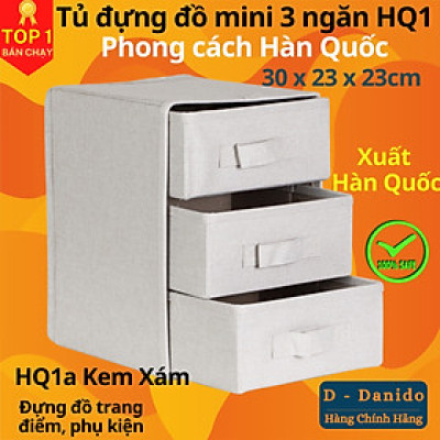 Tủ đựng đồ mini 3 ngăn HQ1 phong cách Hàn trang nhã – Hộp vải đựng đồ đa năng 3 tầng Hàn Quốc chính hãng