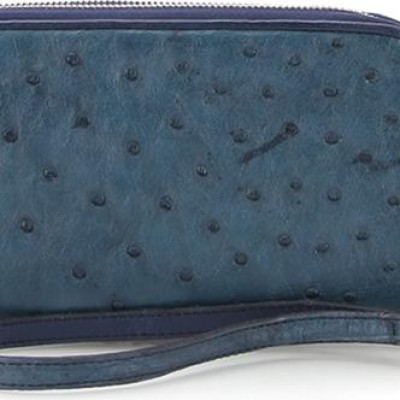 Ví Da Đà Điểu Nhiều Ngăn Huy Hoàng HT3420 (11 x 22 cm) - Xanh Đậm