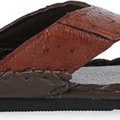 Dép nam da đà điểu Huy Hoàng màu nâu đỏ HT7420