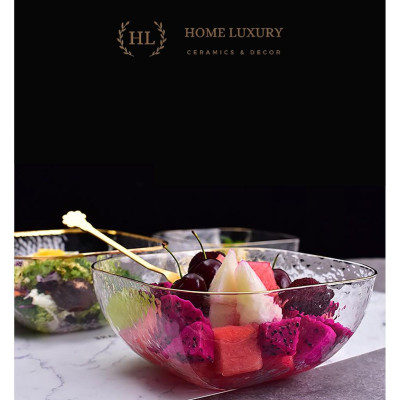 BÁT THỦY TINH VUÔNG DECOR KẺ VÀNG KIM CAO CẤP | BÁT THỦY TINH SẦN CAO CẤP KIỂU HOME LUXURY | HÀNG CÓ SẴN | 2 DUNG TÍCH