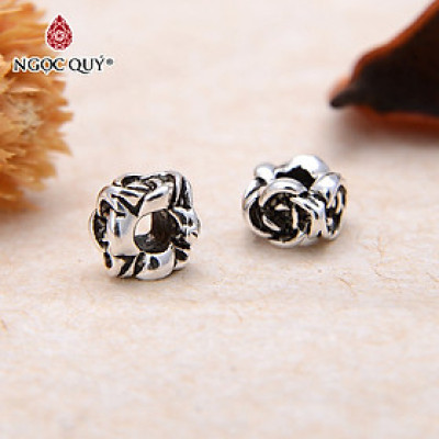 Combo 4 cái charm bạc chặn hạt hoa xỏ ngang - Ngọc Quý Gemstones