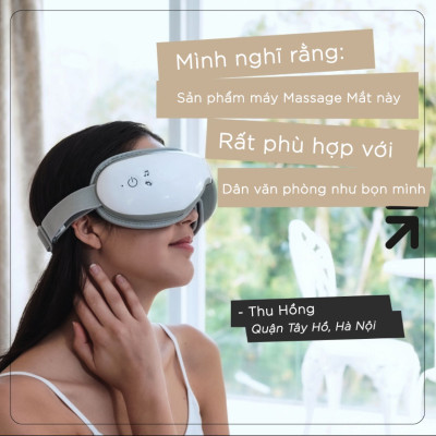 Máy Massage Mắt Cao Cấp KINGTECH KY-925 - Mát xa Áp Suất Túi Khí Kèm Nhiệt - Tích Hợp Nghe Nhạc Bluetooth -  Giảm Mỏi, Khô Mắt, Quầng Thâm - Cải Thiện Giấc Ngủ - Hàng Chính Hãng