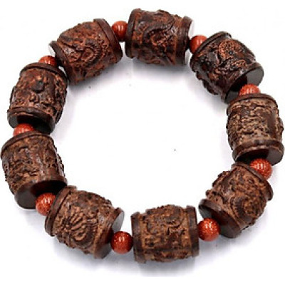 Vòng tay chuỗi hạt trụ rồng gỗ đàn hương TRNCT18