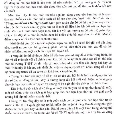 SÁCH CÔNG PHÁ ĐỀ THI TRUNG HỌC PHỔ THÔNG QUỐC GIA SINH HỌC_KV