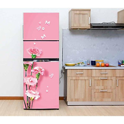 Decal 3D dán Cửa Tủ Lạnh chống thấm cao cấp HOA CẨM CHƯỚNG