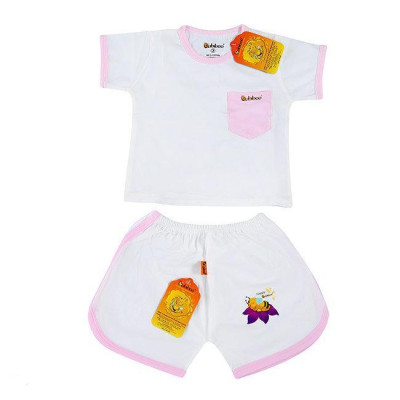 Bộ áo cổ tròn tay ngắn phối túi cute cho bé BABIBOO - BBC25