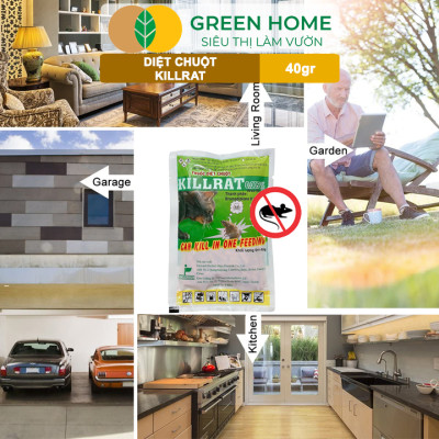 Thuốc Diệt Chuột Greenhome, Killrat, Bao 40gr, Thế Hệ Mới, Hiệu Quả, Diệt Cả Đàn, Giúp Nhà Sạch Sẽ, Bảo Vệ Vườn