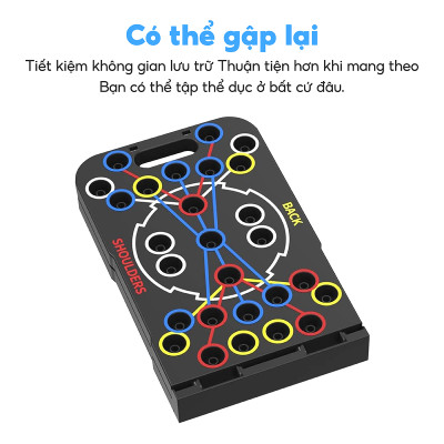 Dụng cụ hít đất RH006 tập thể thao tại nhà kèm bàng chỉ dẫn theo màu sắc tập trung các nhóm cơ chính - Kèm d