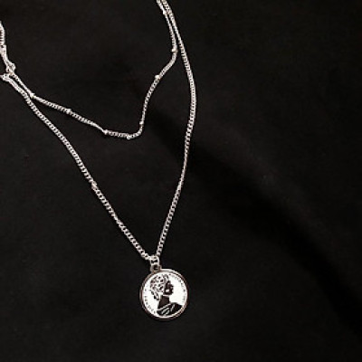 Dây chuyền 2 tầng dáng dài đồng xu cổ