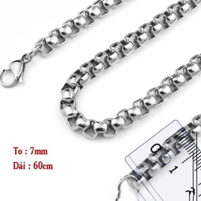 Dây chuyền nam dây xích titan cao cấp sang trọng thép không gỉ bông dừa khít trangsucpt 3mm PTDCNA50