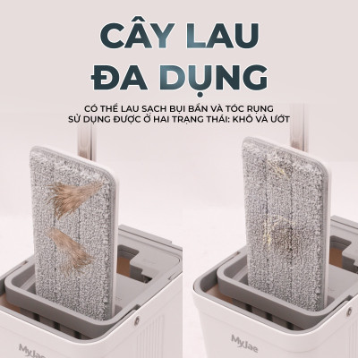 Bộ cây lau nhà tự vắt thông minh 3 thanh vắt sợi microfiber