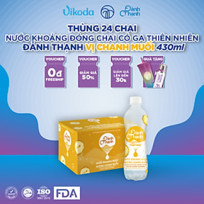 Thùng 24 chai Nước Khoáng Thiên Nhiên Có Ga Đảnh Thạnh Khoáng Chanh Muối 430ml