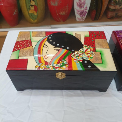 Hộp nữ trang 2 tầng Sơn Mài Cao Cấp Thanh Bình Lê đựng đồ trang sức, vật dụng nhỏ xinh, làm quà tặng,...