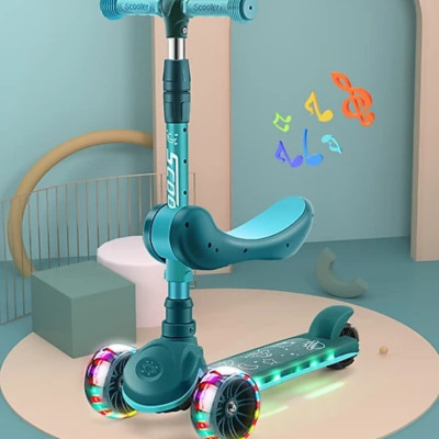 Xe Trượt Scooter MINIIN Xe Chòi Chân Có Nhạc Và Đèn 3in1.Bánh Phát Sáng Cho Bé Từ 2 - 8 Tuổi Tải Trọng Lên Đến 80 kg, Đồ Chơi Hoạt Động Ngoài Trời Cho Bé- Hàng Chính Hãng