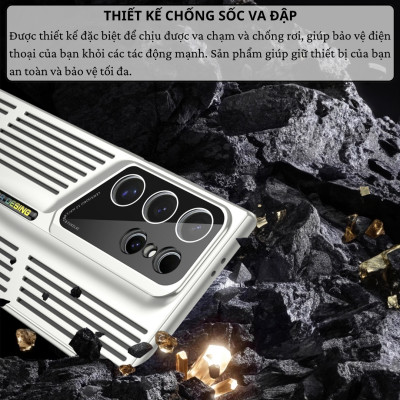Ốp lưng tản nhiệt chống sốc cho Samsung Galaxy S25 Ultra / S24 Ultra / S23 Ultra / S22 Ultra hiệu HOTCASE Cooling - Làm mát máy, bảo vệ camera, chống va đập - Hàng nhập khẩu