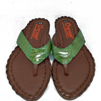 Dép nữ Huy Hoàng da đà điểu màu xanh lá HT7411