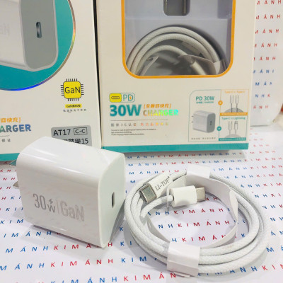 Bộ sạc nhanh LI-TOP GaN AT17 chân Type C công suất PD 30W, có chứng nhận 3C tiêu chuẩn quốc gia, hàng chính hãng bảo hành 12 tháng