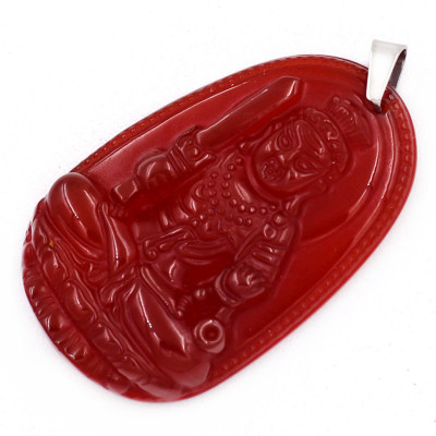 [Tuổi Dậu] Mặt Dây Chuyền Phật Bất Động Minh Vương Đá Mã Não Đỏ Size Nhỏ 3.6cm & Size Lớn 4.5cm- Tặng Kèm Móc Inox - Phong Thủy 868 - May Mắn - Bình An