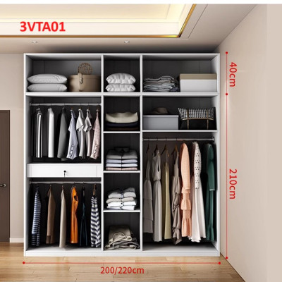 Tủ quần áo thiết kệ hiện đại - Tủ quần áo gỗ MDF 3VTA01A - Nội thất lắp ráp Viễn Đông ADV